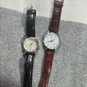 2 Classic Watches with Leather Straps
